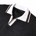 thumbnail image 6 of Generic Men's Ribbed Long Sleeve Polo Shirts V-Neck Textured Solid Color Pullover Casual Corduroy Texture Sweatshirt, 6 of 7