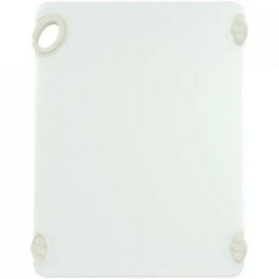 Winco CBN-1520WT, 15x20x1/2" Rectangular Cutting Board with White Rubber Grip Hook, Plastic Chopping Board (White)