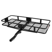 Karmas Product 500 Lbs. Capacity Folding Hitch Mount Cargo Carrier 60 x 24 x 6.5 Hitch Cargo Rack Cargo Carrier Luggage Basket Hitch Trailer Fits 2-Inch Receiver Cargo Hitch Hauler Rack, Black