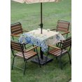 thumbnail image 4 of Outdoor Tablecloth with Umbrella Hole for Patio/Picnic/Party/Camping, Blue Hydrangea Waterproof Table Cloth Square Cover Washable, Spring Summer Eucalyptus Vintage Beige (60"x 60"), 4 of 9