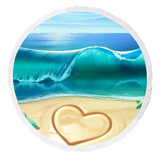 ZKGK Tropical Beach Round Beach Towel Beach Mats Beach Shawl Beach Blanket with Tassels Beach Throw Towel Yoga Mat
