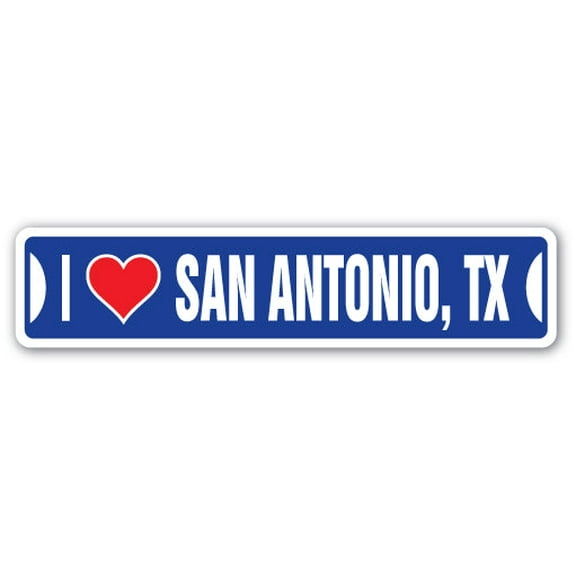I LOVE SAN ANTONIO TEXAS Street Sign tx city state us wall road décor gift