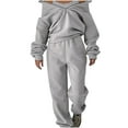 thumbnail image 2 of Wycnly Women's 2 Piece Fleece Sweatsuit Outfit Winter Quarter Zipper Long Sleeve Sweatshirt and Jogger Sweatpants Tracksuits Lounge Sets under $5, 2 of 5