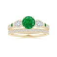 thumbnail image 4 of Angara Natural 0.75 Ct. Emerald with Diamond Vintage Inspired Ring in 14K Yellow Gold for Women (Ring Size: 11.5), 4 of 10