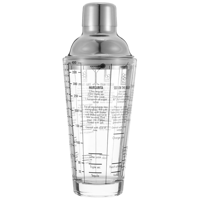MasteelfCA 1pc 400ml Scale Pattern Glass Cocktail Shaker Wine Mixer Bottle (Transparent)