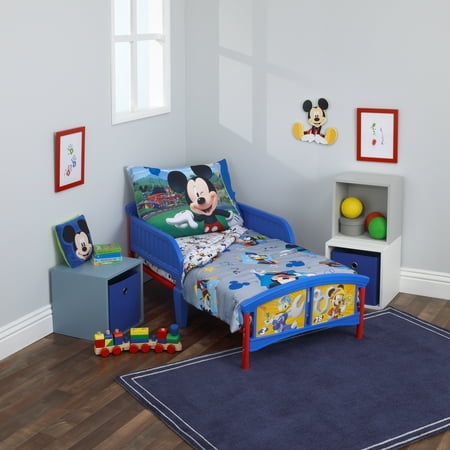 Disney Mickey Mouse Having Fun 4 Piece Toddler Bedding Set