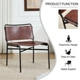 thumbnail image 5 of Retro Leather Leisure Chair Set of 2, Modern Antique Brown PU Armless Accent Chairs with Black Metal Legs, Water-Resistant & Breathable for Living Room & Leisure Areas, 25.6"W x 21.7"D x 28.3"H, 5 of 6