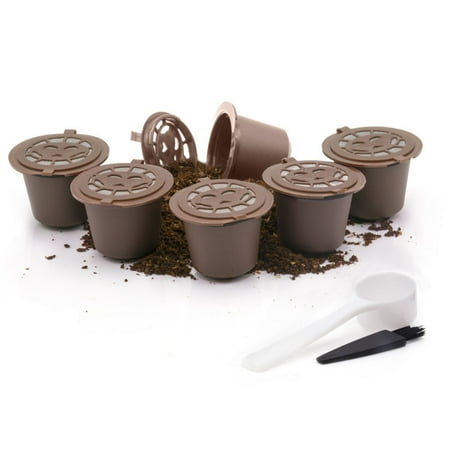 

6Pcs Coffee Capsule Filter Reusable With Spoon And Brush Filter for Nespresso