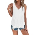 thumbnail image 2 of Yubnlvae White Casual Solid Color Scallop V Neck Women's Vest Comfortable And Breathable V Neck Women's T Shirt, 4Xl, 2 of 7