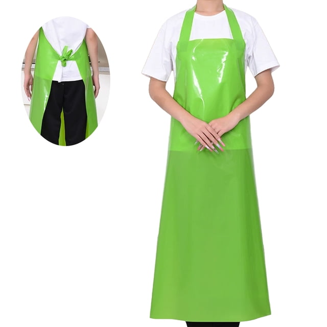Waterproof Oil-Proof TPU Bib Apron with Sleeves Oil Resistant Chef Apron Food-Grade Plastic Apron for Seafood Processing Kitchen Food Factory