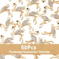 thumbnail image 3 of 50Pcs Flamingo Connector Charms Rhinestone Animal Connector Charms Golden Animal Pendants Hawaii Style Jewelry Accessories DIY, 3 of 7