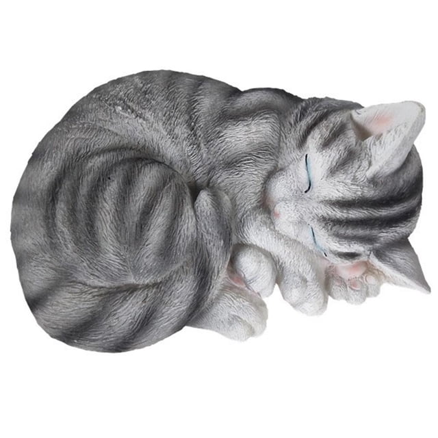 Gato Durmiente De Jardín, Adornos De Arte De Gato Lindo, Manualidades De Jardín Para Césped De Patio Advancent HA041318-01