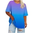 thumbnail image 3 of Jacenvly Hauts pour Femmes Liquidation Hauts pour Femmes Grande Taille Col Rond Manches Courtes Printemps/été T-Shirt Basique Haut T-Shirt Hauts pour Femmes Grande Taille, 3 of 7