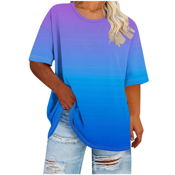 Mujeres Más Tamaño Manga Larga Tops Cuello Redondo Manga Corta Primavera Verano Camisa Básica Camiseta Superior Poliéster Ligero Suave Cómodo Más Tamaño Tops Casuales