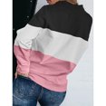 thumbnail image 2 of Sudadera con media cremallera Costura Bloque de color Sólido Elegante Manga larga Ajuste holgado Jersey informal Top Rosa XXL, 2 of 4