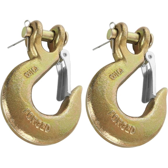 Slip Hook, Heavy Duty Safety Latch Hook 3/8'', G70 Forged Steel 18,000lbs Capacity Tow Chain Clevis Grab Hook Working with Towing and Chain for Trailer Truck Transport-2 Pack