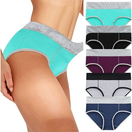 

5PC Women Patchwork Color Briefs Leisure Large Size Female Panties Underpants
