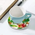 thumbnail image 4 of GZHJMY 6Pcs Round Summer Palm Leaves and Tropical Flowers Ceramic Coasters with Cork-Backed for Coffee Drink, Cup Mat Absorbent Stone Coasters, 4 of 5
