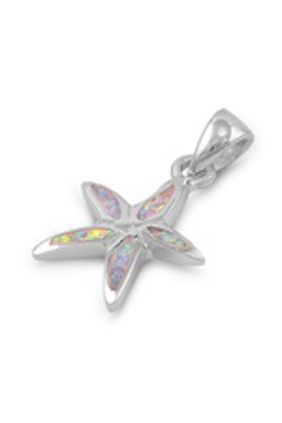 Starfish Simulated Opal Pendant Sterling Silver
