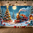 thumbnail image 2 of Festive Train Christmas Scene Winter Holiday Backdrop Decorative Snowy Forest for Family Gathering Holiday Party Seasonal Celebration, 2 of 8