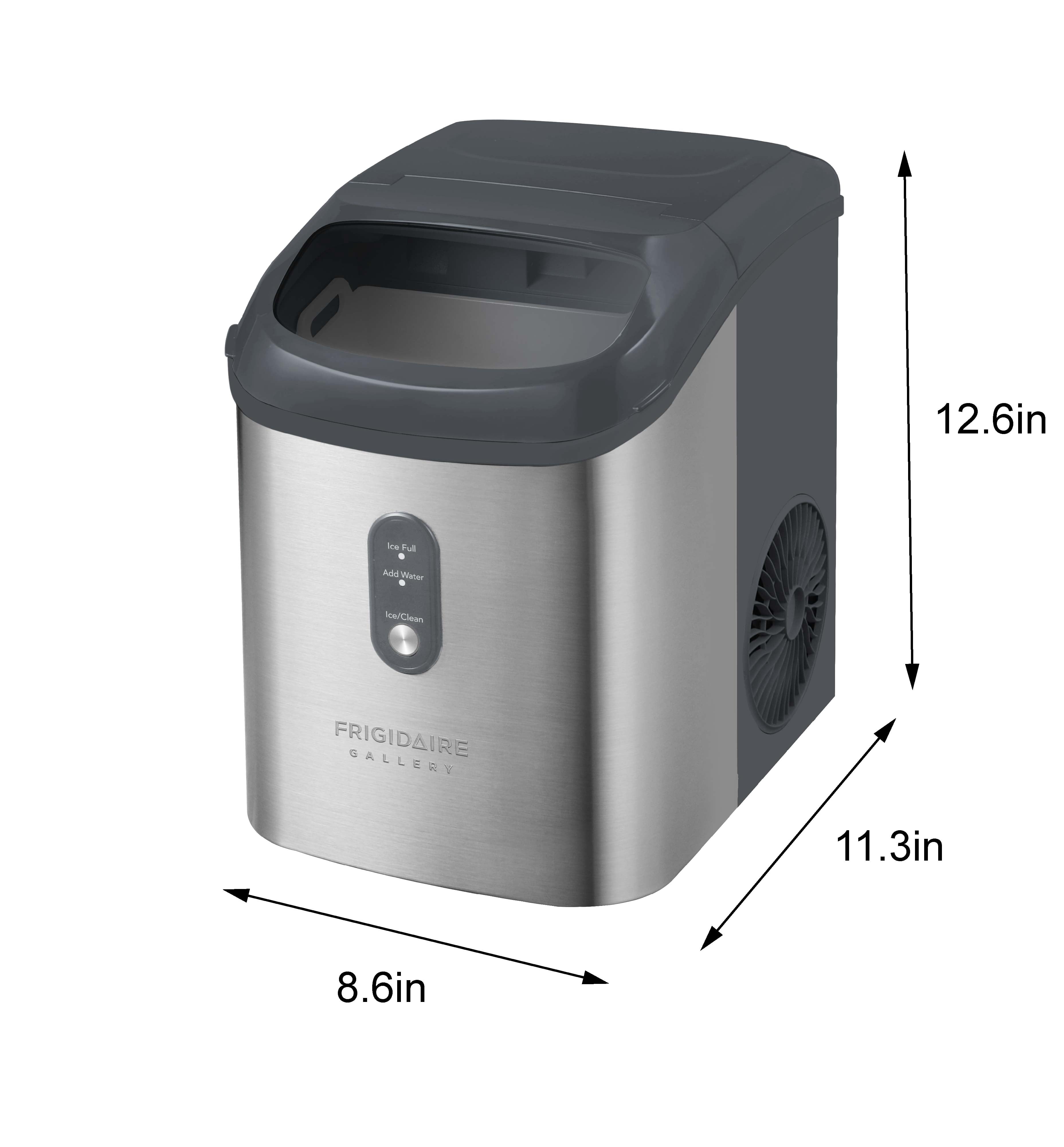 Frigidaire Gallery 33 lbs. Nugget Ice Maker, Self-Cleaning Countertop Ice Machine, Grey Stainless Steel