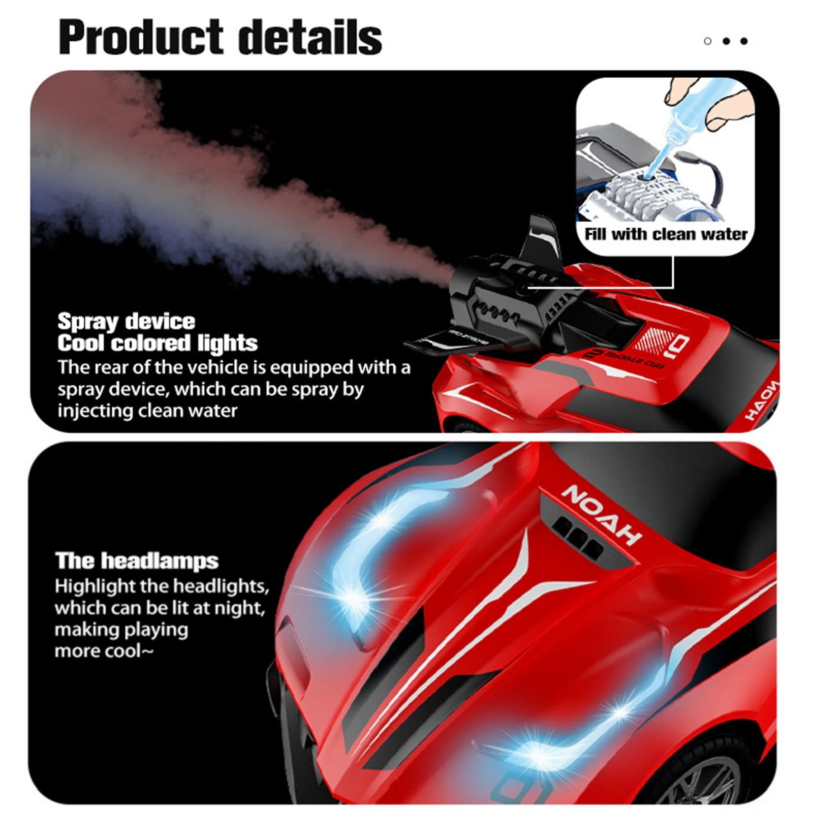 SPOORYYO Spray Remote Control Car High-speed Racing Car with Water Spray Remote Control for Outdoor Fun