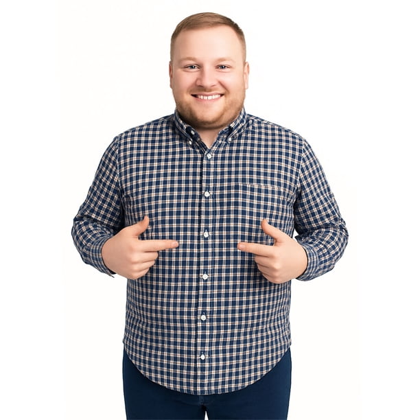 Big Kong camisa tallas grandes hombre cuadros rosa y azul oversize vestir