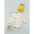 thumbnail image 4 of nvzhuang Baby Romper with Hat, Kids Cartoon Lemon Print Round Neck Long Sleeve Bodysuit+ Cap for Summer, 0-12 Months, 4 of 8