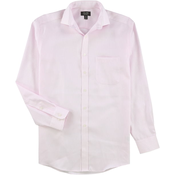 Camisa de vestir Tasso Elba con botones de sarga sin planchado para hombre rosa 17