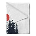 thumbnail image 2 of Saying Soft Flannel Fleece Blanket, Travel and Adventure Theme with Fir Trees Moon Gulls Calligraphy, Cozy Plush for Indoor and Outdoor Use, 70" x 90", Dark Blue Grey and Vermilion, by Ambesonne, 2 of 5