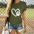 thumbnail image 2 of WREESH Womens Fashion T-Shirts Valentine's Day Causal Round Neck Heart Printing Blouse Short Sleeve T-Shirt Summer Tops Pullover Olive Green, 2 of 5