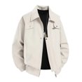 thumbnail image 2 of Mens Streetwear Functional Cargo Jacket, Lapel Button Zipper Pocket Outer Coat, Lightweight Windproof Casual Top, 2 of 6