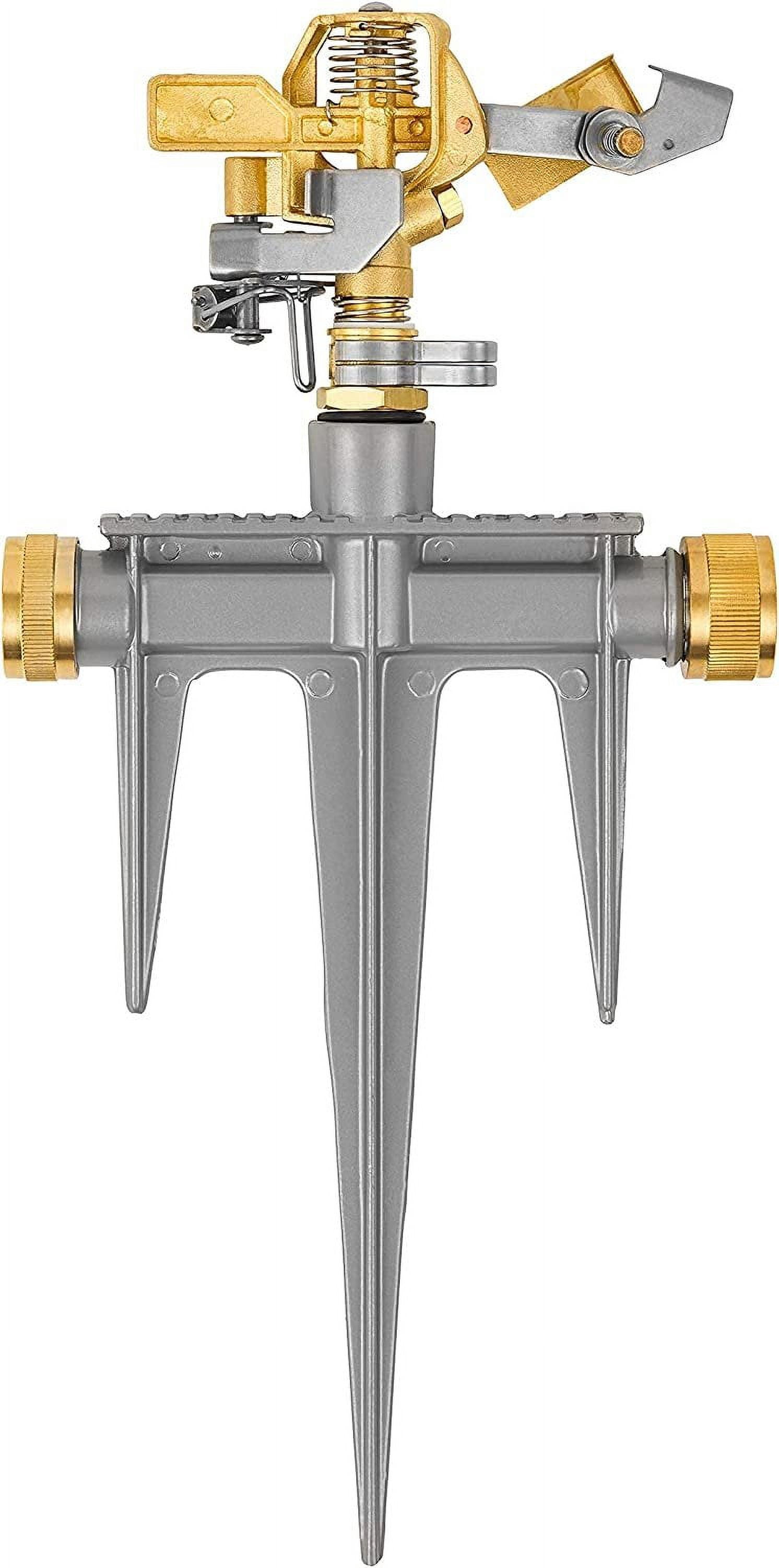 Morvat Lawn Water Hose Sprinkler, Brass Head & Solid Aluminum Stake, 360 Turn