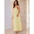 thumbnail image 3 of Women'S Spaghetti Strap V Neck Lace Up Bodycon Solid Nightclub Party Casual Dress Yellow S, 3 of 7
