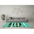 thumbnail image 3 of Ahgly Company Machine Washable Indoor Rectangle Abstract Turquoise Blue Contemporary Area Rugs, 4' x 6', 3 of 4