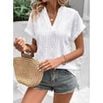 thumbnail image 4 of Women'S Summer Tops Casual V-Neck Cap Sleeve Shirt Light Crochet Textured Vest Shirt White XXL, 4 of 8