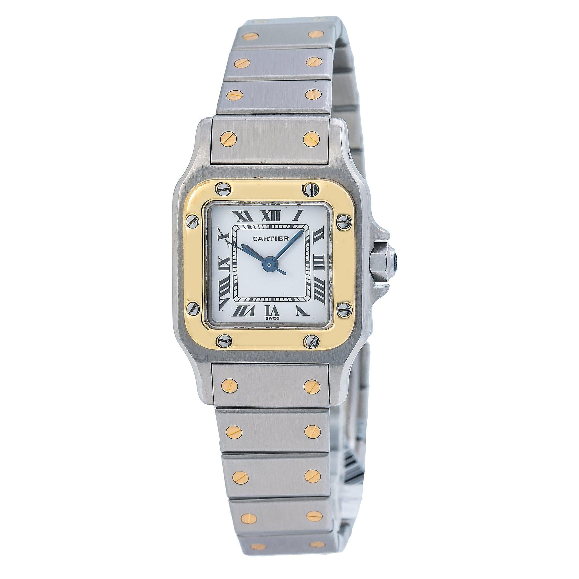 Pre-Owned Cartier Santos Galbee W20057C4 24MM White Dial With Two Tone Bracelet