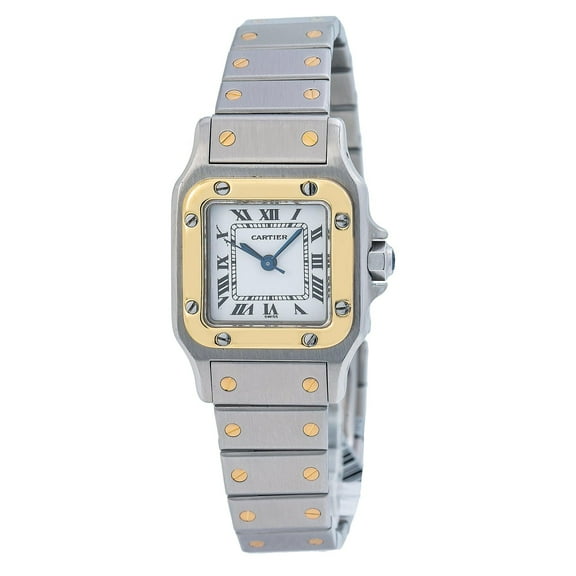 Pre-Owned Cartier Santos Galbee W20057C4 24MM White Dial With Two Tone Bracelet
