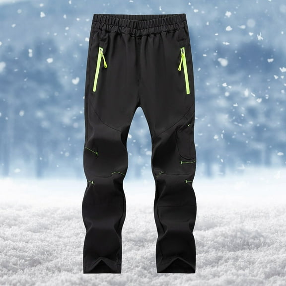 uublik Kids Sweatpants Fleece Lined Warmth Cozy Waterproof Kids Snow Pants 5-16 Years