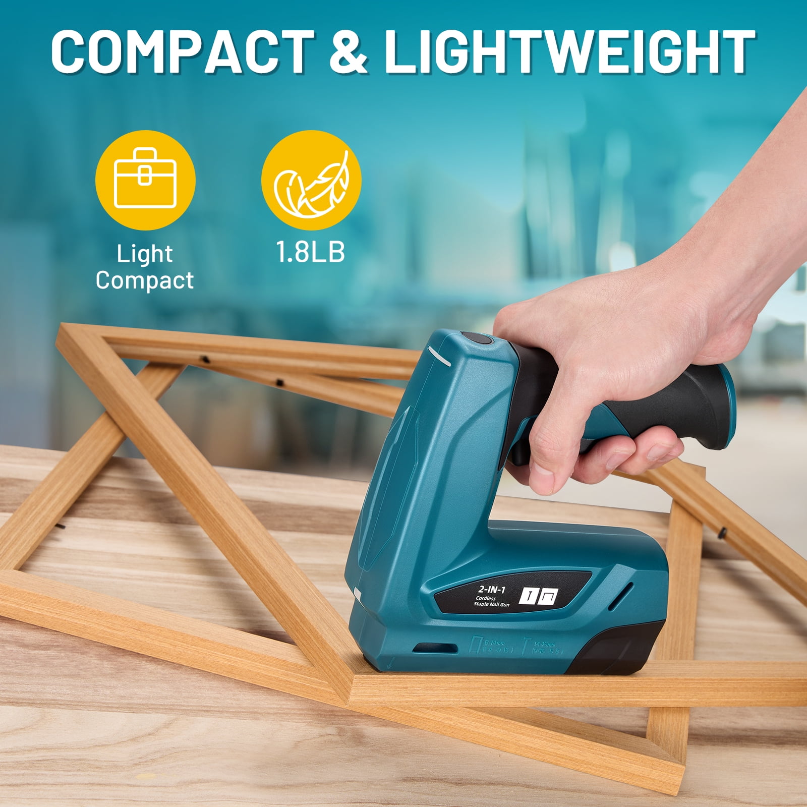 SPBTAR Electric Staple Gun, 2 in 1 Cordless Staple Gun/Brad Nailer with 2000 Staples & Nails, 2000mAh Cable Staple Gun with USB Charger for Wood, Upholstery, Carpentry, Crafts, DIY