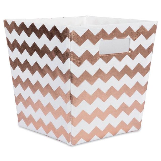 Design Imports CAMZ37966 Bac de Rangement Trapézoïdal en Polyester Chevron 11 x 11 x 11 Po, Cuivre