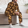 thumbnail image 7 of Picia Brown Plaid Sunflower Pattern Men’s Long-Sleeve Sleepwear Set - Soft 2-Piece Loungewear with Pockets, Comfy PJs for Relaxing Nights-XX-Large, 7 of 7