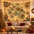 thumbnail image 2 of Vintage Sea Monster and Ship on Aged Parchment Map, Adventurous Fantasy for Ocean Lovers, Nautical Cartography Wall Art, Birthday Gift Tapestry Wall Hanging for Bedroom and Living Room, 2 of 6