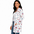 thumbnail image 2 of Women's Plus Size White Floral Cardigan, Long Sleeve Open Front Tunic with Pockets, 2 of 8