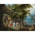 thumbnail image 2 of Roelant Savery 18x15 Black Ornate Wood Framed Double Matted Museum Art Print Titled - Peasants Dancing Outside a Bohemian Inn (C. 1610), 2 of 5