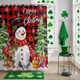 thumbnail image 5 of Elk Snowman Christmas Shower Curtain Set with Hooks, Snowy Winter Trees Waterproof Fabric Bathroom Curtains Decor Home Accessories,Stall 36 X 72 Inch, 5 of 9