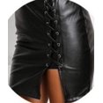 thumbnail image 4 of HLSOHJP Women's Faux Leather Mini Skirt High Wasited Bandage Cut Out Side Split Lace Up Party Club Bodycon Pencil Skirts, 4 of 6