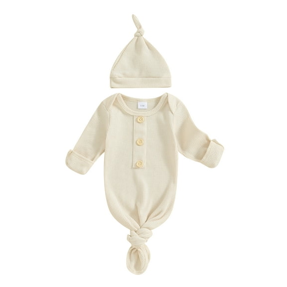 Bagilaanoe Newborn Girls Boys Spring Autumn Gowns 0-3M Baby Long Sleeve Sleep Bag Infant Wearable Blanket Hat