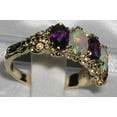 thumbnail image 3 of LBG British Made 10k Yellow Gold Natural Amethyst & Opal Womens Eternity Ring - 33 size options - Size 11.5, 3 of 6