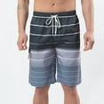 thumbnail image 1 of Bañador para hombre, grande y alto, con bolsillo lateral, pantalones cortos de playa a rayas con cordón y forro de malla, trajes de baño para hombre, 1 of 1
